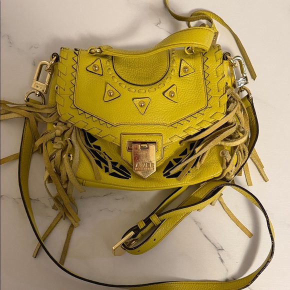 Aimee Kestenberg Handbags - Aimee Kestenberg Yellow Leather Fringe Crossbody Bag